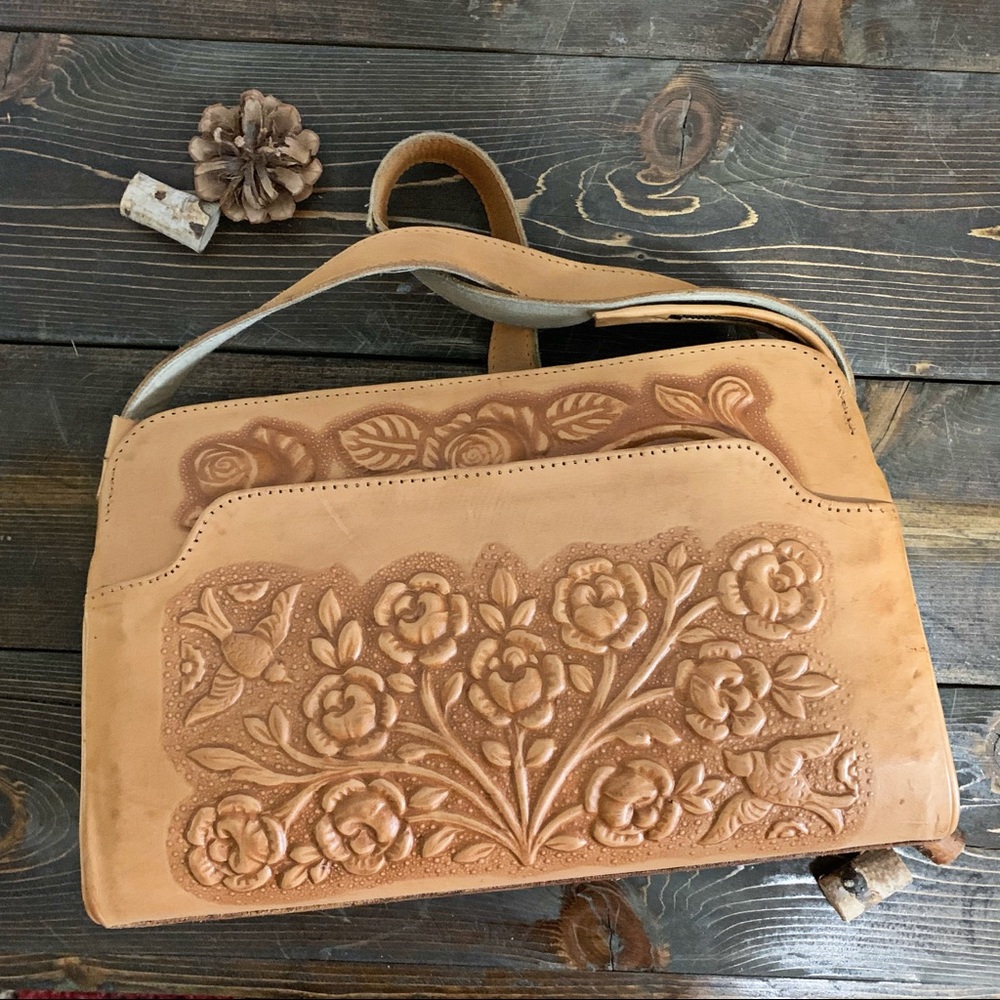 Real leather tooled bag